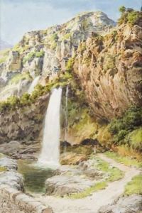 Cascade De La Salles-la-source En Aveyron. by Jules Coulange-Lautrec