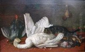 Cat Chasing A Mouse In The Game Room by Horatio Henry Couldery