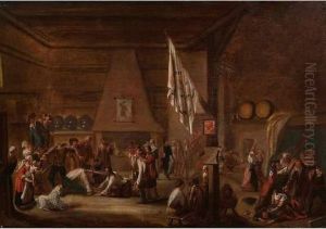 Scene De Rixe Dans Une Taverne by Jean-Baptiste Coulom
