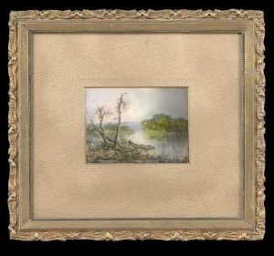 Louisiana Bayou Landscape At Sunset by George David Coulon