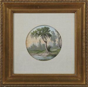 Bayou Landscapewith A Moss-covered Cypress Tree by George David Coulon