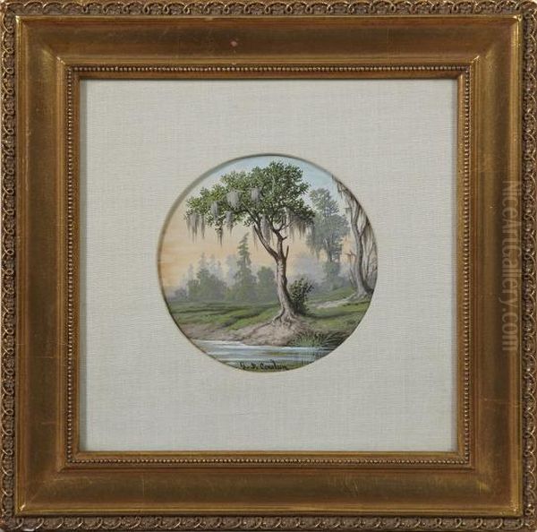 Bayou Landscape With A Moss-covered Cypress Tree - view 1