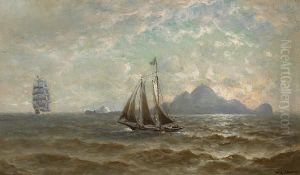 Pilot Boat Meeting Ship At South Farallon Island by William Coulter