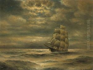 Clipper Ship In The Moonlight by William Coulter