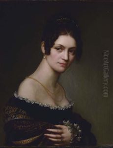 Portrait Of A Lady Wearing A Flowered Shawl