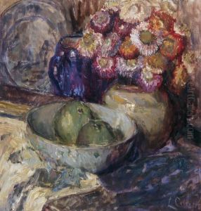 Floral Still Life With Fruit by Louise Coupe