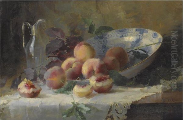 A Still Life With Peaches And A Porcelain Bowl - view 1