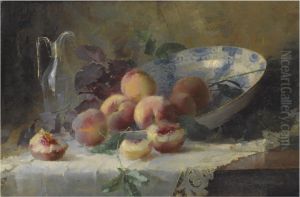 A Still Life With Peaches And A Porcelain Bowl