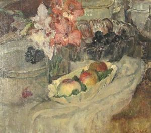 Gladiolus And Apples by Louise Coupe