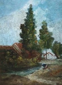 Paysage De Campagne Anime by Gustave Courbet