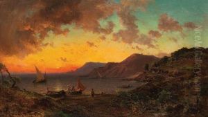 Les Pecheurs Au Coucher Du Soleil by Vincent Courdouan