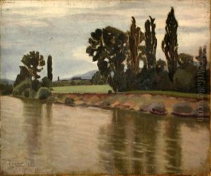 Paysage A La Riviere by Etienne Cournault