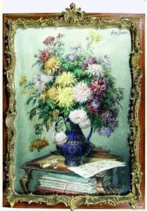 Bouquet De Fleurs A La Partition De Musique by Marthe Courtier