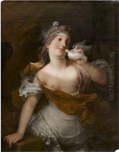 Pretresse De Venus Tenant Une Colombe by Jacques-Francois Courtin