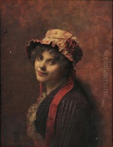 Portrait Of A Woman In A Ruffled Cap by Gustave Claude Etienne Courtois