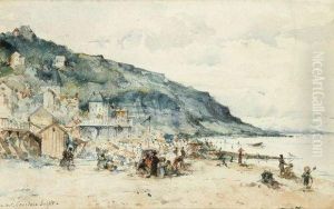Une Plage Au Bord Des Falaises by Octave Courtois Suffit