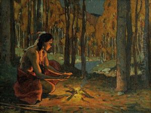 Indian With Campfire by Eanger Irving Couse