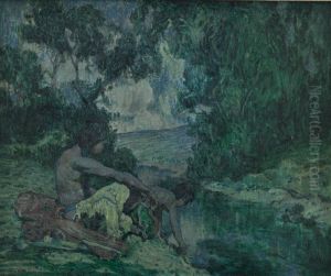 Indians By Moonlit Stream by Eanger Irving Couse