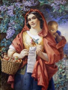 Woman With A Basket Of Fruit And Child.