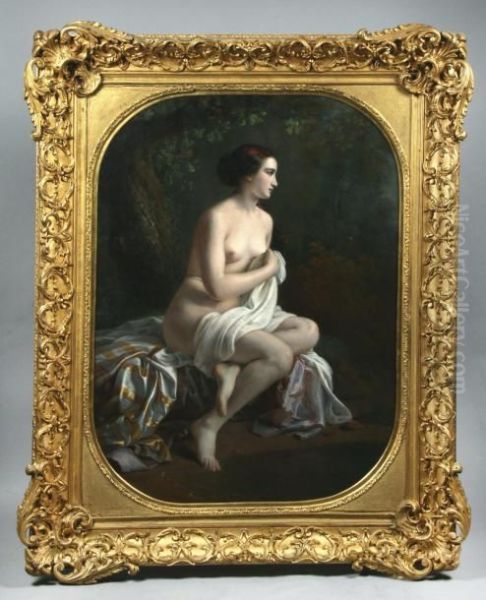 Jeune Femme Assise Pres D'une Riviere - view 1
