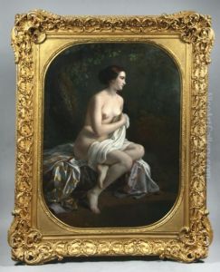 Jeune Femme Assise Pres D'une Riviere by Henriette Cousin