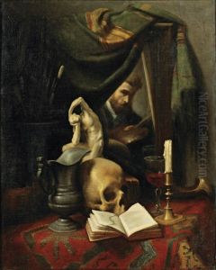 Vanite Et Autoportrait [ ; Vanity And Selfportrait , Oil On Canvas ; Signed Lower Right G.cousin] by Victor Gustave Cousin