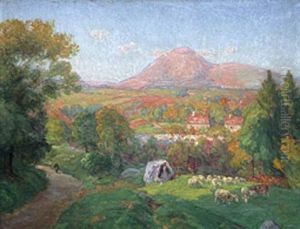 Bergere Et Troupeau Dans La Vallee. by Charles Jean Coussediere