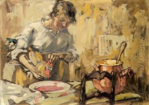 Femme Tuant Un Coq by Armand Coussens