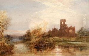 Kirkstall Abbey, Abbey Ruins And River Aire With Figures In Rowing Boats