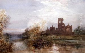 Kirkstall Abbey, With Figures In Punts On The River Before
