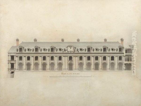 Projets De Facades Du Chateau De Valencay, Cote Cour Et Parc - view 1