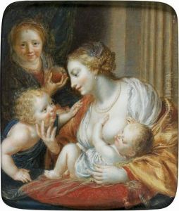 Vierge A L'enfant Avec Sainte Elisabeth Et Saint Jean-baptiste by Jean-Baptiste Couvelet