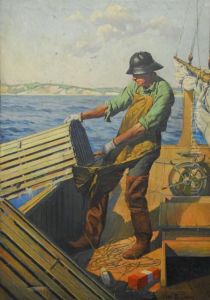 Hauling The Trap by Percy Elton Cowen