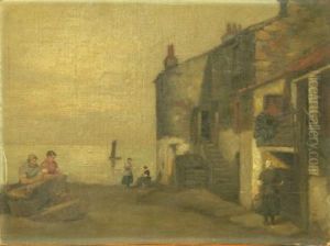 Fisherwomen On The Quayside by Agnes M. Cowieson
