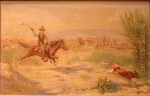(i) The Round-up, Near The Rio Grande - Mexico by Charles Brinton Cox