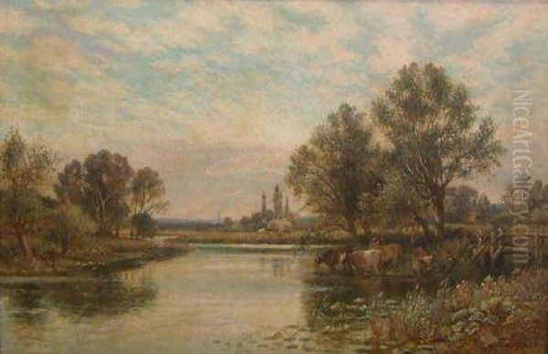 Cattle Watering At Rivers Edge - view 1