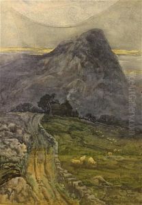 Sheep Grazing Before A Mountain Sheep Grazing Before A Mountain