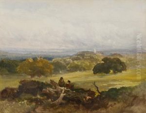 A Park Scene by David I Cox