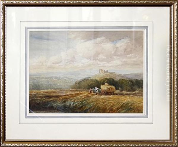 Rural Landscape With Haycart, Hilltop Castle In The Distance - view 1