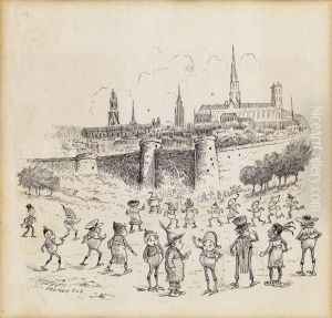 Brownies At A City Wall by Palmer Cox