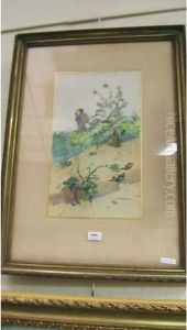 Porteuse D'eau En Tunisie Aquarelle by Raymond Jean Marie Cox