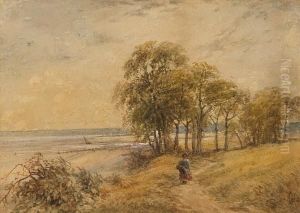 Figure On A Coastal Path by David Cox
