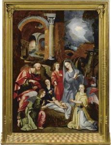 La Nativite Entouree D'anges