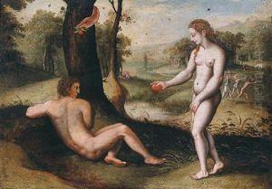 Adamo Ed Eva Sotto L""""albero Della Conoscenza by Michiel Coxie