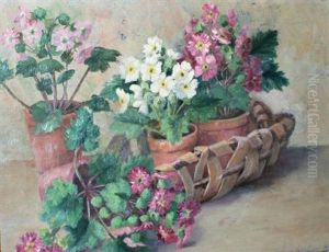 Still Life With Flowers In A Basket by Anna L. Coy