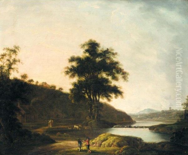 An Extensive River Landscape With Figures In The Foreground - view 1