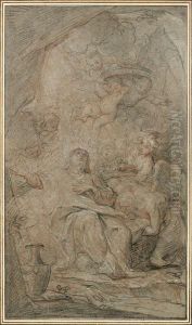 Le Christ Au Desert Servi Par Les Anges. by Antoine Coypel