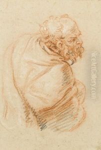 A Cloaked Male Figure Turned To Theright by Antoine Coypel