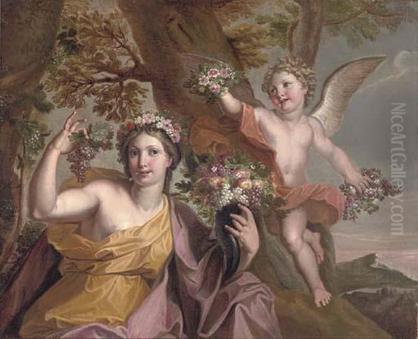 Abundance With A Putti In A Landscape - view 1