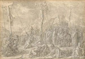 Christ Sur La Croix Entre Les Deux Larrons by Noel Coypel